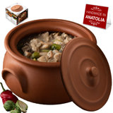 Hakan Handmade Suphan Clay Pot, Lid, Unglazed, Small, 2.6 Qt, 2.5 L