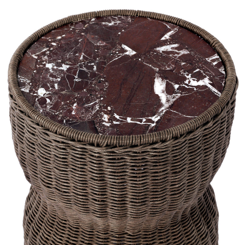 Brixby Outdoor Round Side Table, Merlot Marble