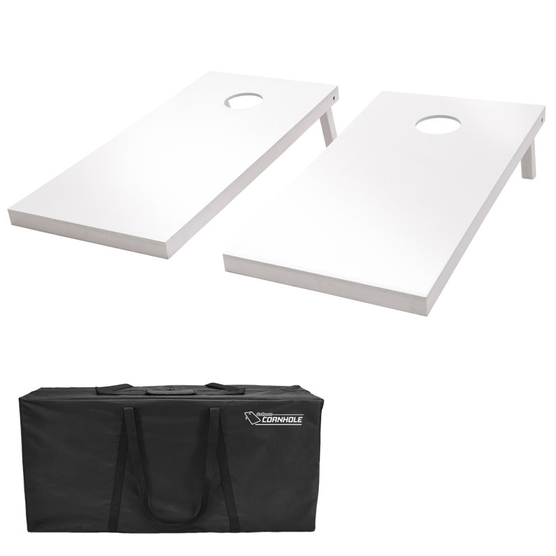 Light Brown Solid Wood Cornhole Set with Carrying Case