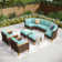 Argyri Wicker Outdoor Patio Conversation Furniture Sectional Set with Fire Pit Table