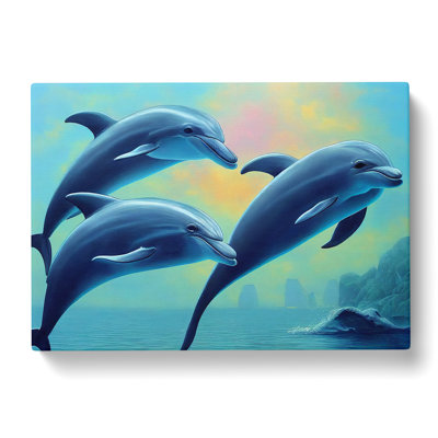 Trio Of Dolphins - Wrapped Canvas