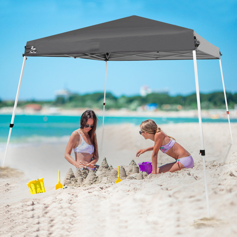 Gray 10x10 Waterproof UV-Resistant Steel Frame Canopy Tent