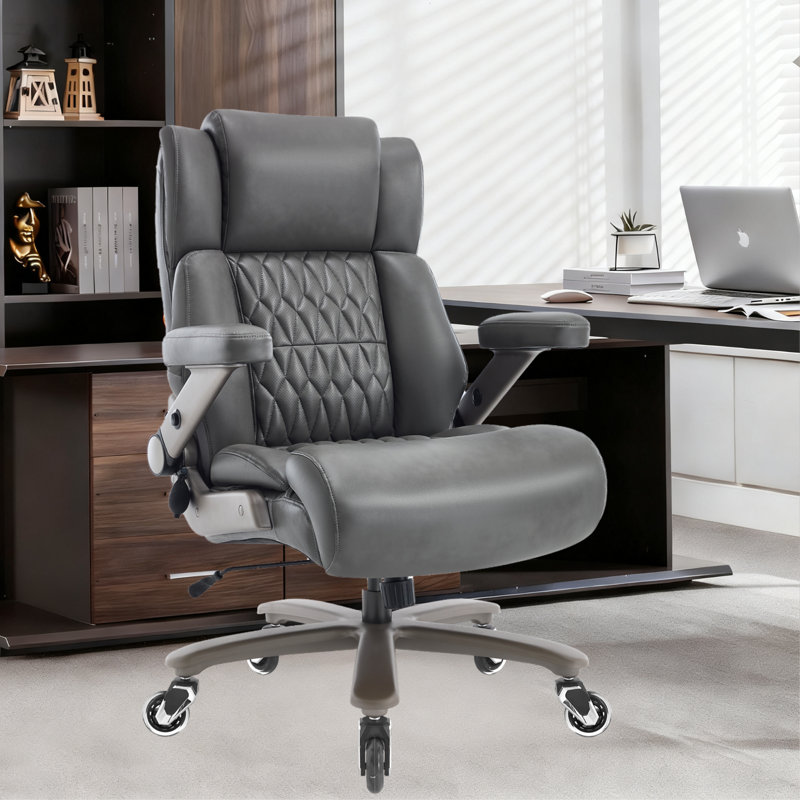 Fauteuil de bureau ergonomique en cuir Big And Tall, Gris