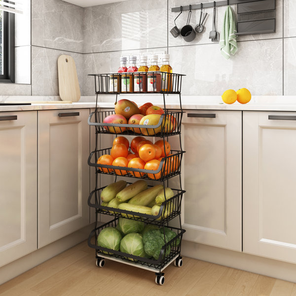 Kitchen Shelf Fruits Vegetables Storage Basket - Stainless Steel 5
