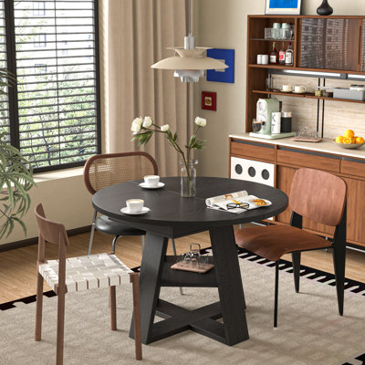 Extendable Dining Table For 4-6 People, Round Dining Table