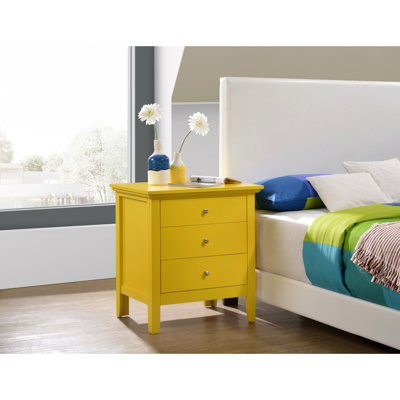Table de chevet jaune vibrante et décontractée