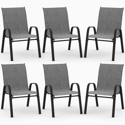 Powder-coated Metal Outdoor Patio Armchair (Set of 4)