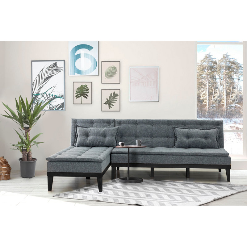 Canapé modulaire d'angle rembourré 88,6 po Sky, Velours gris foncé