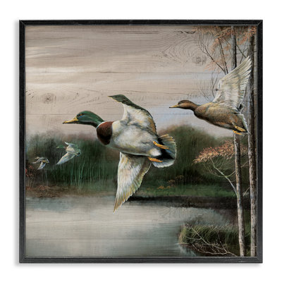Flying Ducks in Rustic Nature, estampe numérique, conception de Ruane Manning