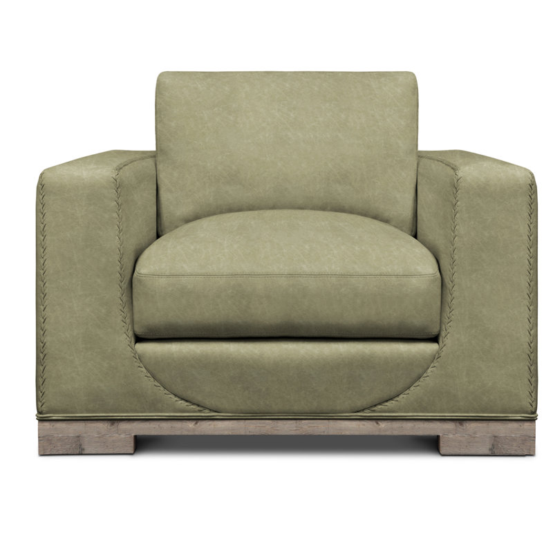 Fauteuil en cuir véritable et demi Cassidy, Cuir véritable ivoire Rodeo, Cendre miel