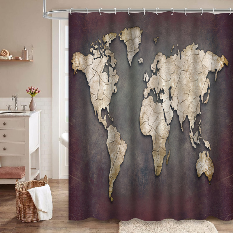 Rideau de douche avec 12 crochets Creative World Map Continents, L 72 po x l 78 po