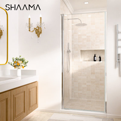 34 po X P 72 po H Porte de douche pivotante semi-sans cadre pivotante H 1/4 po Verre trempé transparent