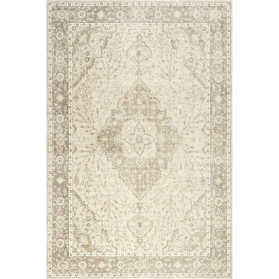 Spindle Medallion Wool and Cotton Area Rug
