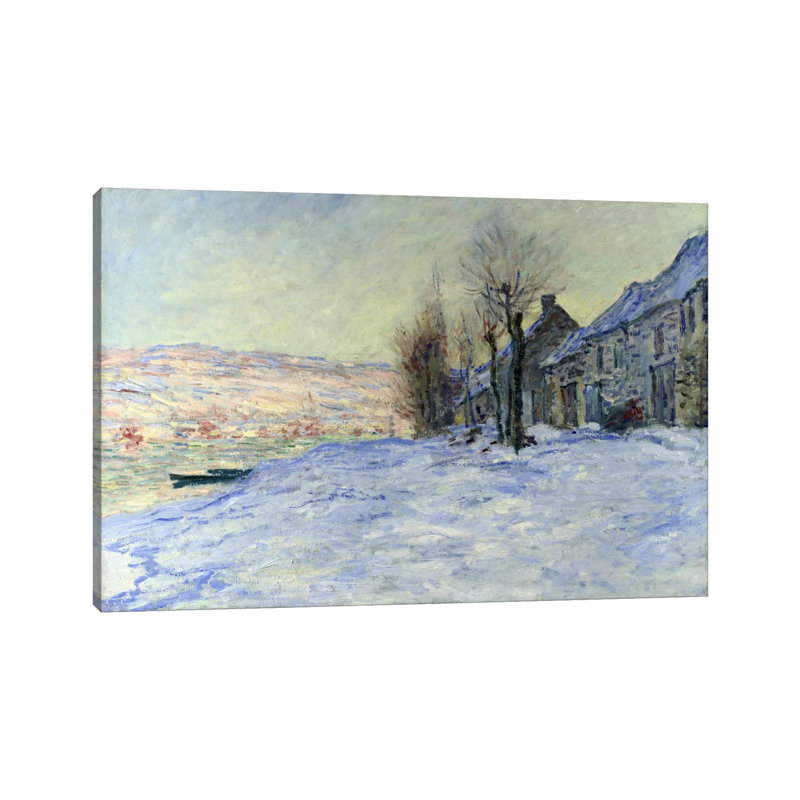 Lavacourt Sunshine And Snow by Claude Monet - Wrapped Canvas Painting, 20.32 cm H x 30.48 cm W