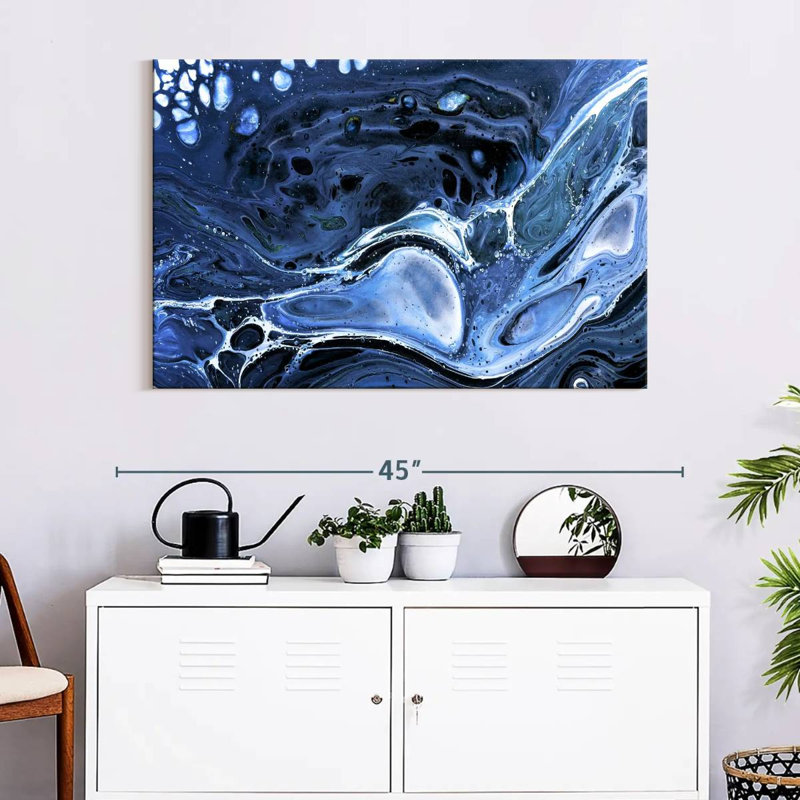 Avery Dark Blue Abstract, 26" H x 39" W