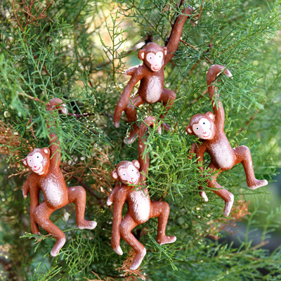Dakota Fields Handmade Monkey Business Wood Ornaments (Set Of 4)