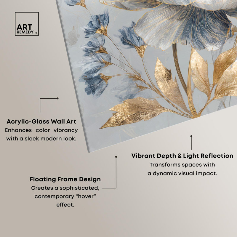Impression sur toile Golden Anther Floral Decor par Art Remedy, H 16 po x l 16 po