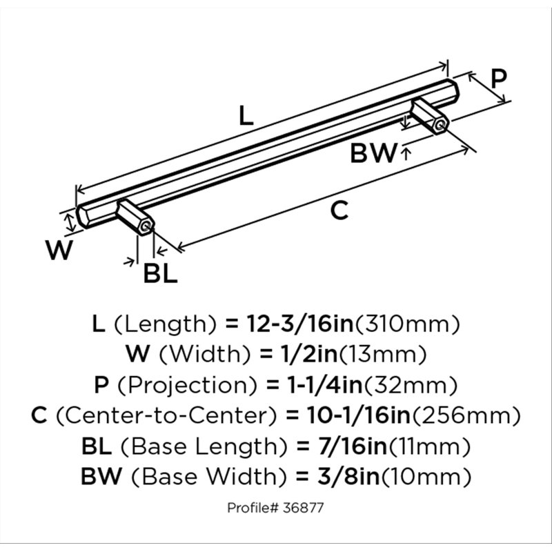 Caliber Bar Pull, Satin Nickel, 10 1/16"