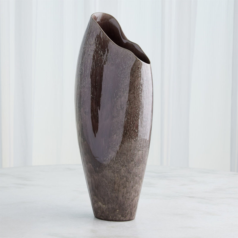 Horn Handmade Ceramic Table Vase, 22" H x 9.25" W x 5.75" D