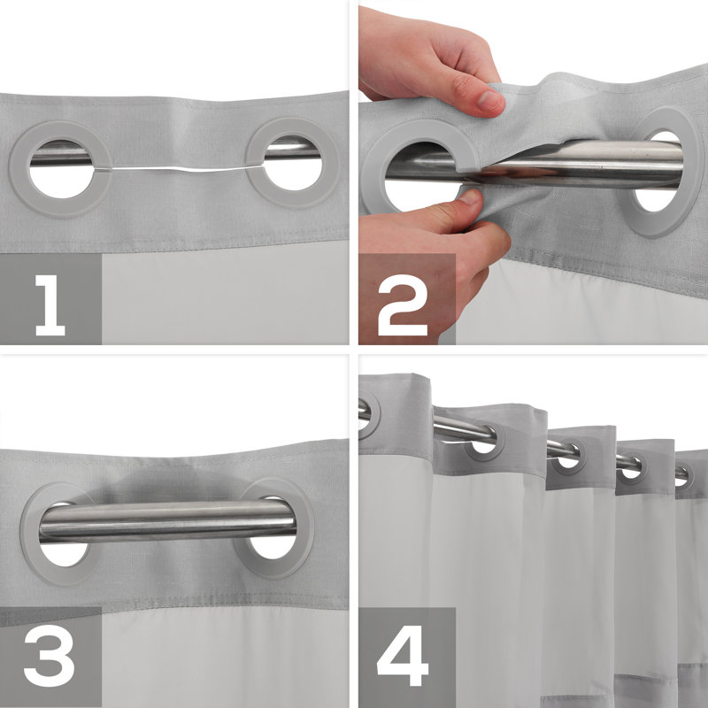 Ensemble de rideau de douche Bartek, Gris, H 74 po x l 71 po