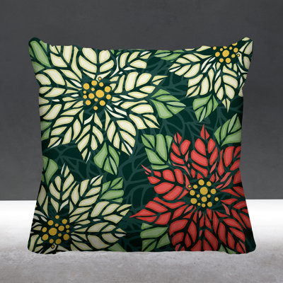 Christmas Poinsettia Flower  Indoor/Outdoor Throw Pillow