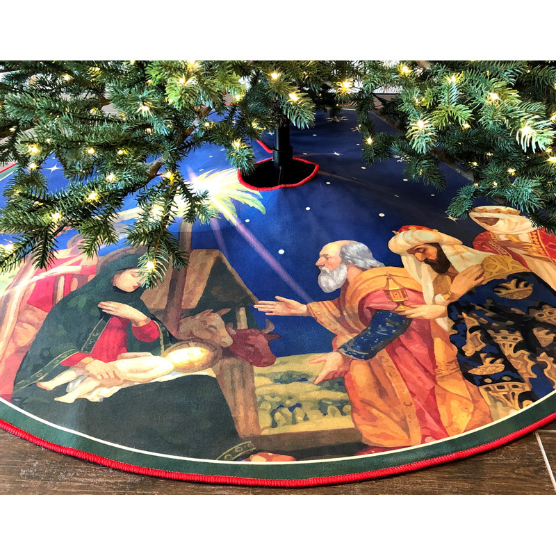 Jupe d'arbre de Noël classique Nativité, Rond 60 po