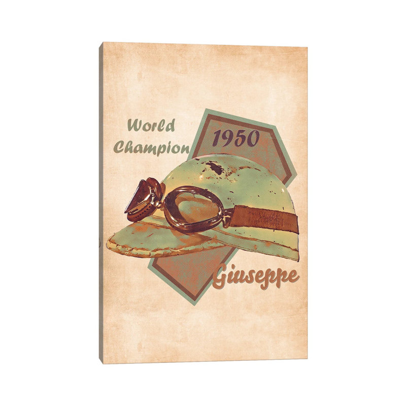 Giuseppe Farina's Helmet Retro by Pop Cult Posters - Wrapped Canvas Gallery-Wrapped Canvas Giclée