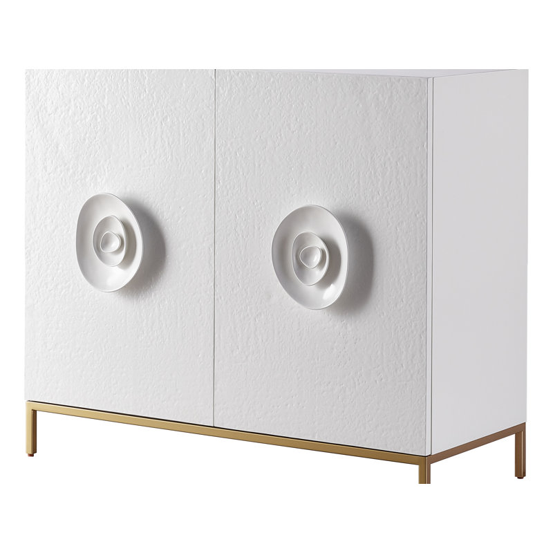 42" Fleur Textured Finished Hall Chest in Milky Mushroom with Soft Gold Base
