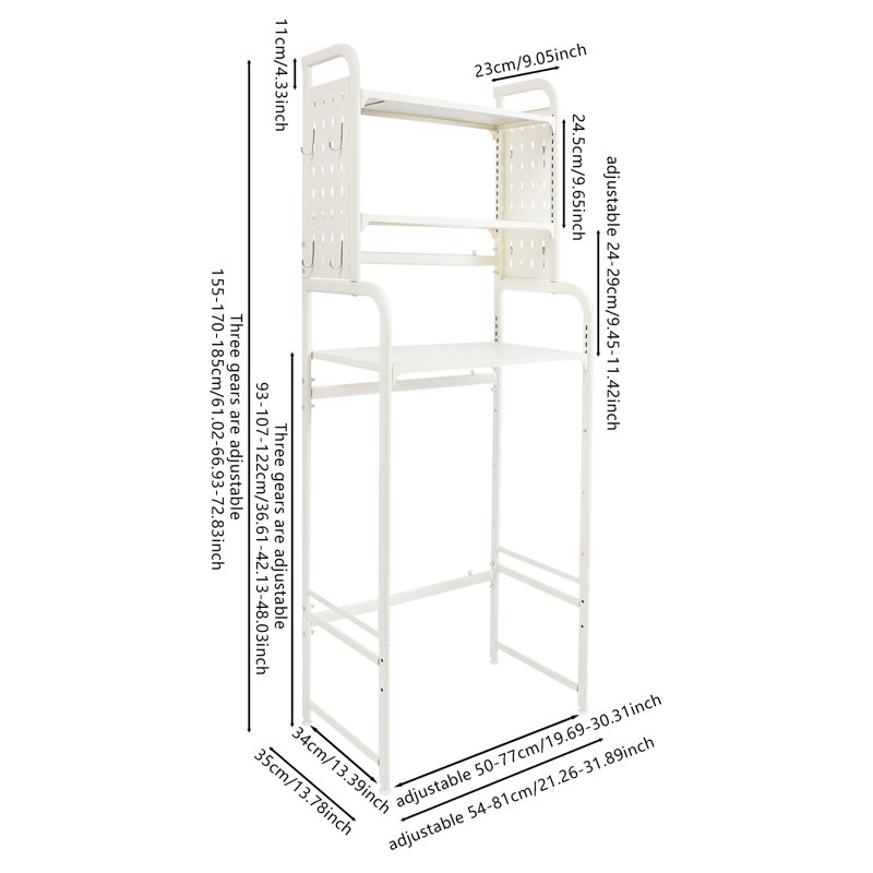 Over The Washer & Dryer Storage Shelf, Laundry Room Organization Shelves, White