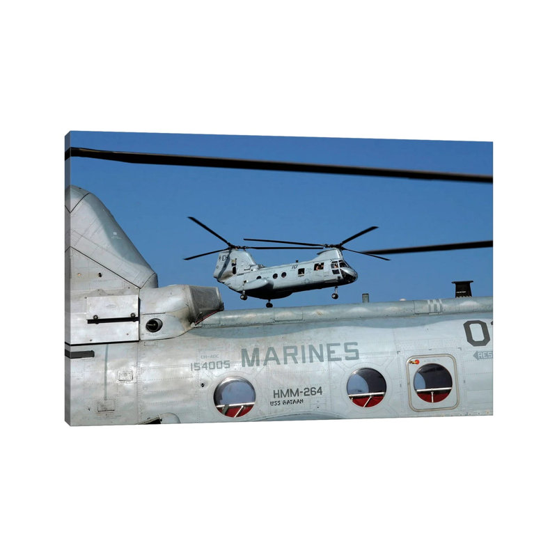 US Marine Corps CH-46 Sea Knight Helicopters by Stocktrek Images - Wrapped Canvas Print, 66.04 cm H x 45.72 cm W x 3.175 cm D