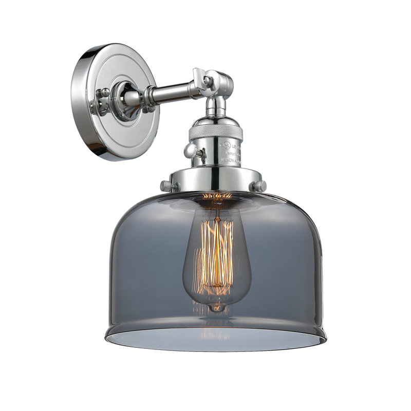 Bell - 1 Light 8" Sconce, 3.5 Watt Vintage LED Bulb, Plated Smoked, Polished Chrome
