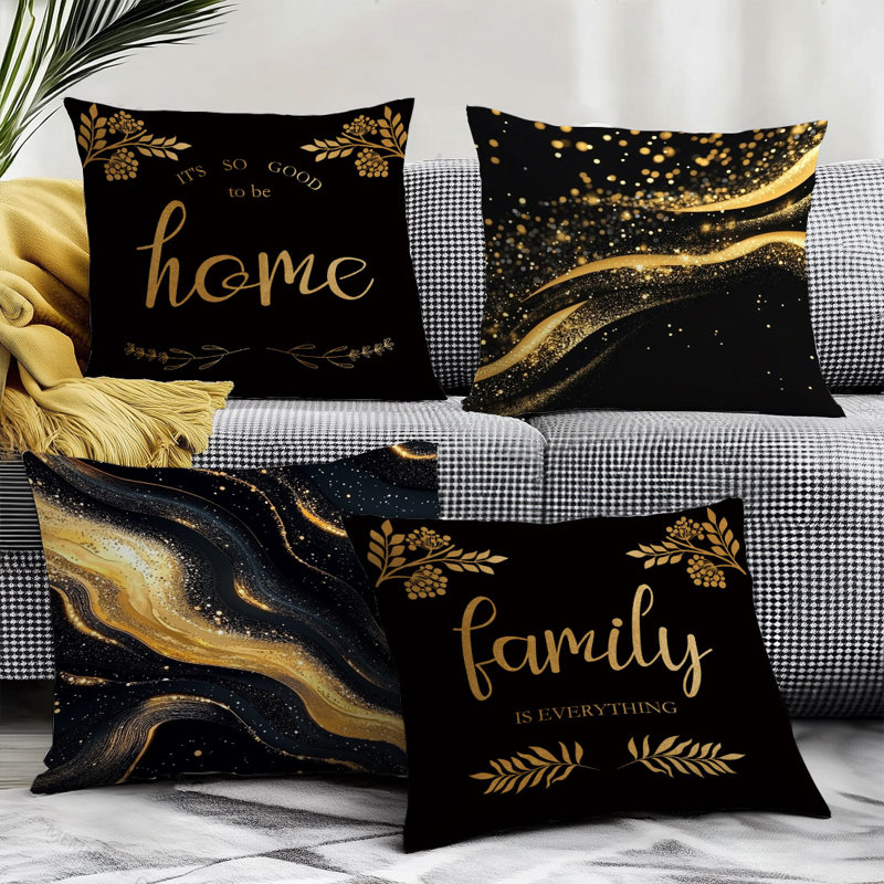 4 housses de coussin décoratives à motif abstrait 4 pièces