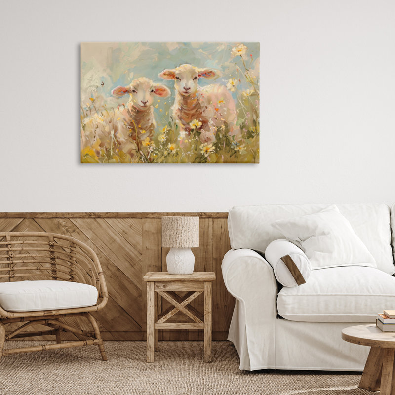 «Spring Lambs in Meadow Canvas», conception par LSR Design Studio, H 20 po x l 30 po