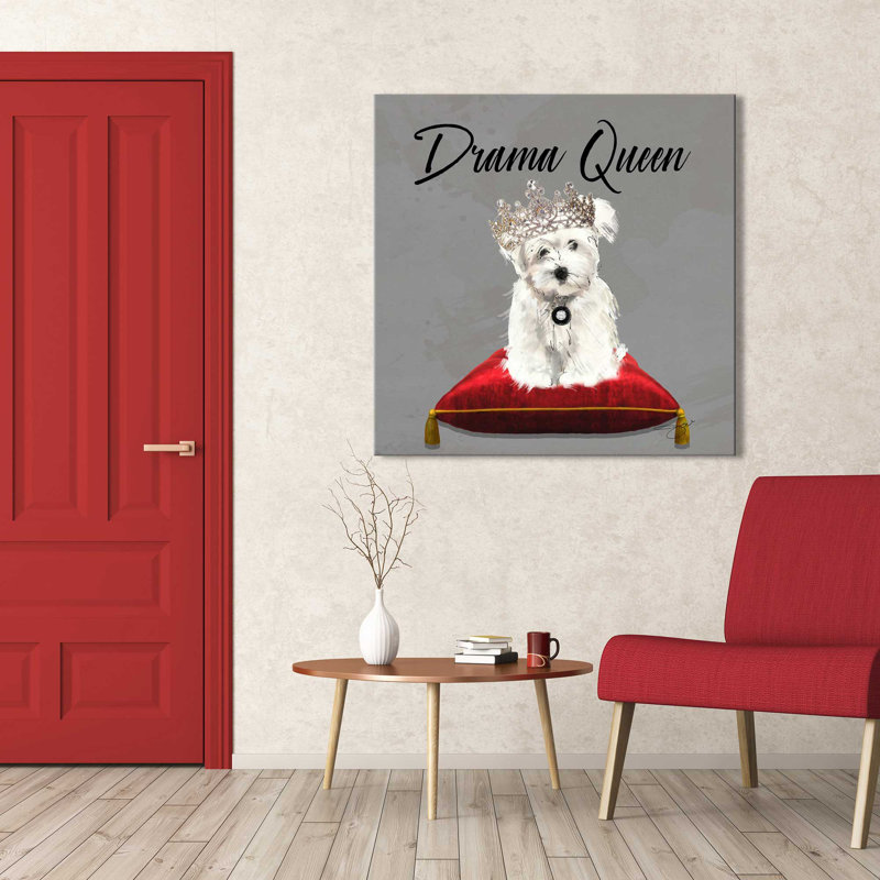 Drama Queen Westie (Square) par By Jodi - impression, H 18" x l 18" x P 1", Toile tendue