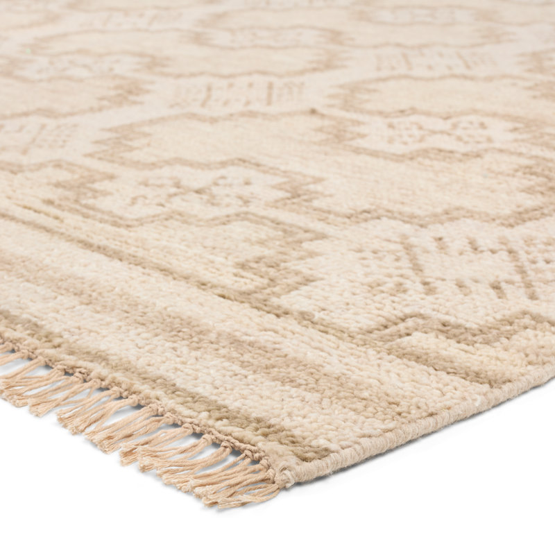 Jaipur Living Elmast Hand Knotted Geometric Beige/Cream Area Rug (6'X9'), Rectangle 8' x 10'