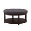 Grande table basse ronde en lin gris foncé, tablette de rangement en bois, structure robuste, assise de 45,7 cm (18 pouces), capacité de charge de 136 kg (300 livres), usage intérieur/extérieur, montage facile et rapide en 5 minutes, structure grise, 82,5 cm (32,5 pouces) de hauteur.-1685886810-1685886822