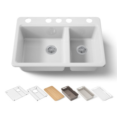 Riverby® 33" undermount double-bowl workstation kitchen sink