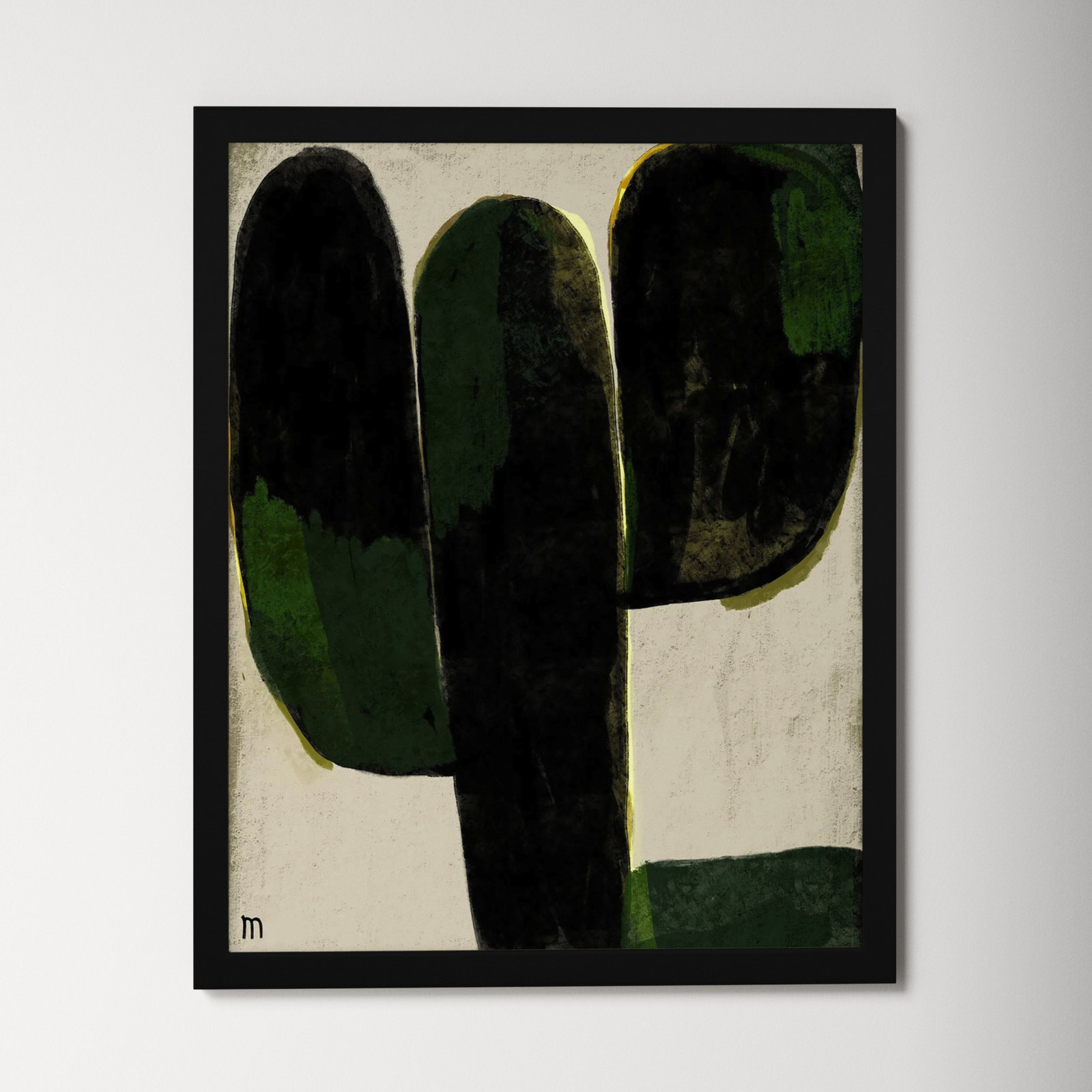 Succulent #1 by StudioM, Black, 50" H x 40" W x 1.25" D