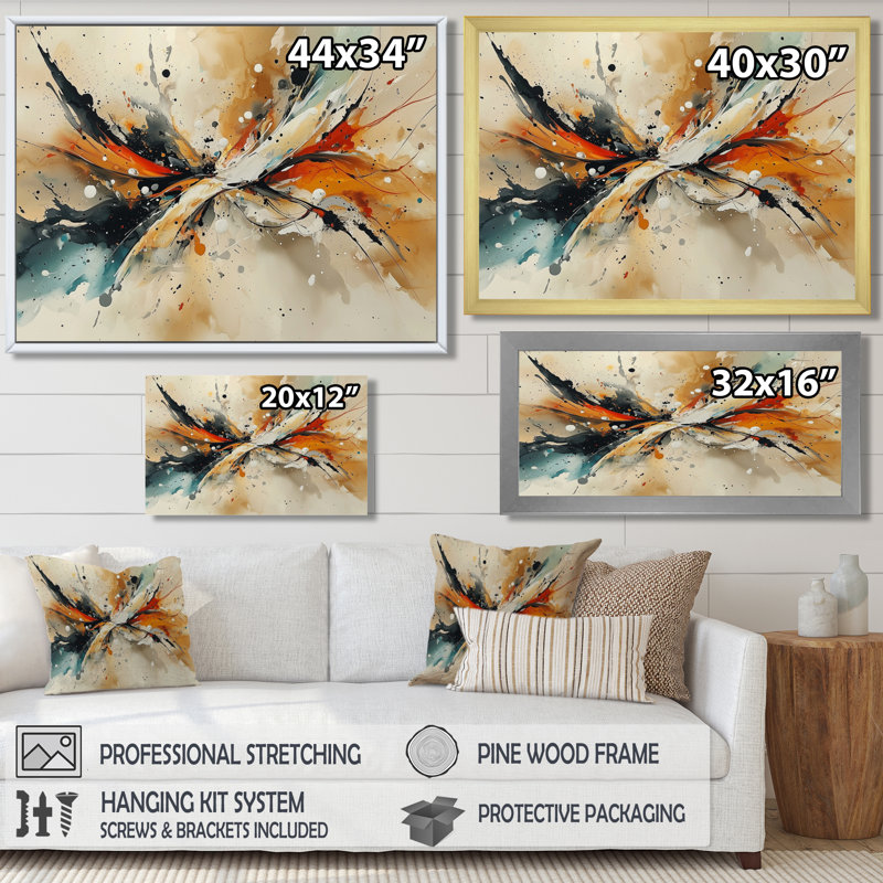 Impression sur toile «Emotion Pulse Of Autumn Colors II - Abstract Realism», H 24 po x l 32 po, Cadre flottant, Argent argent
