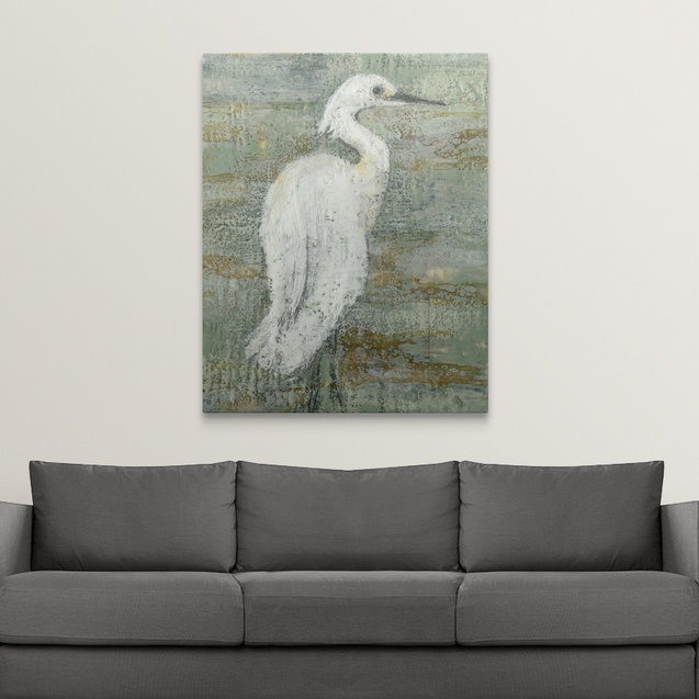 «Textured Heron II» par Jennifer Goldberger, reproduction d'art, H 20 po x l 16 po x P 1,5 po, Toile