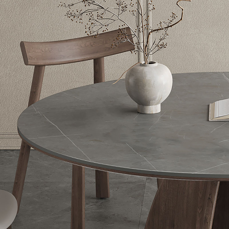 Italian-Style Walnut Round Dining Table, 29.5"H x 43.3"L x 43.3"W