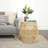 Rattan Handmade Wavy Woven Side End Brown Accent Table with Glass Top