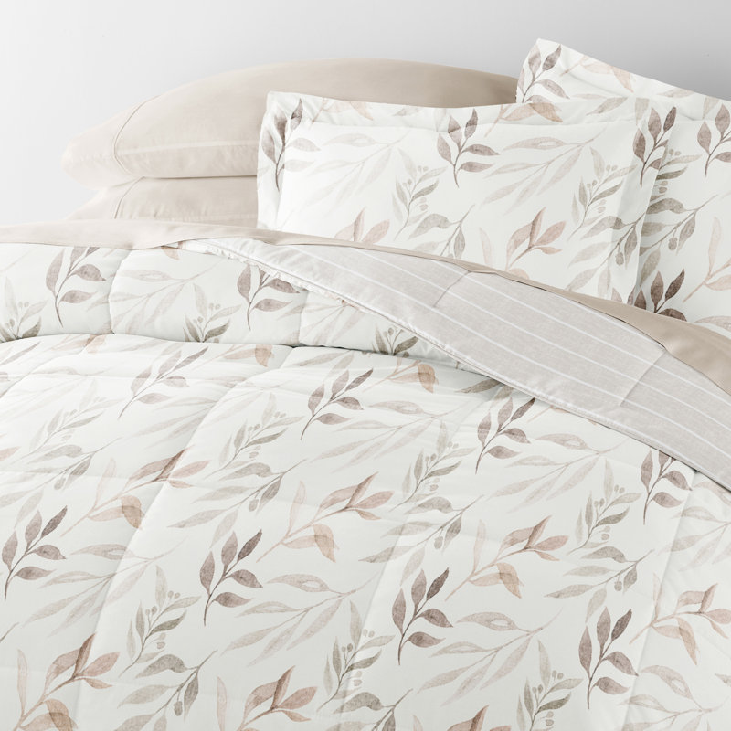 7 Piece Bedding Set - Comforter and Sheet Set, Édredon double + 1 pièce supplémentaire, Ivoire floral