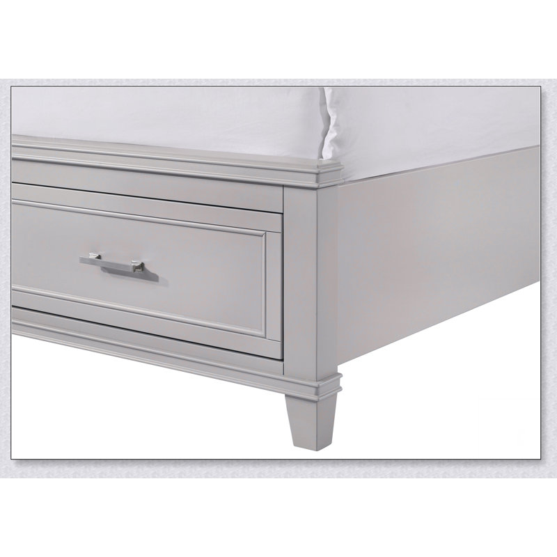 Lit avec rangement en X, Gris, Grand