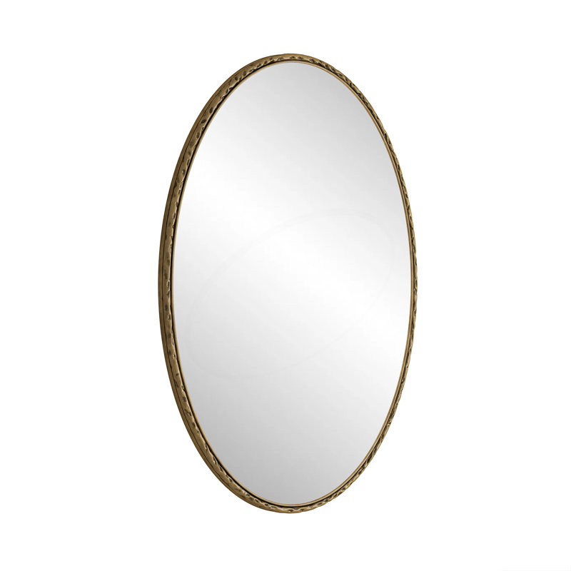 Antique Effect Iron Art Wall Hanging Mirror, Gold, Oval