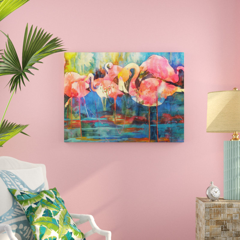 Flirty Flamingos - Print on Canvas