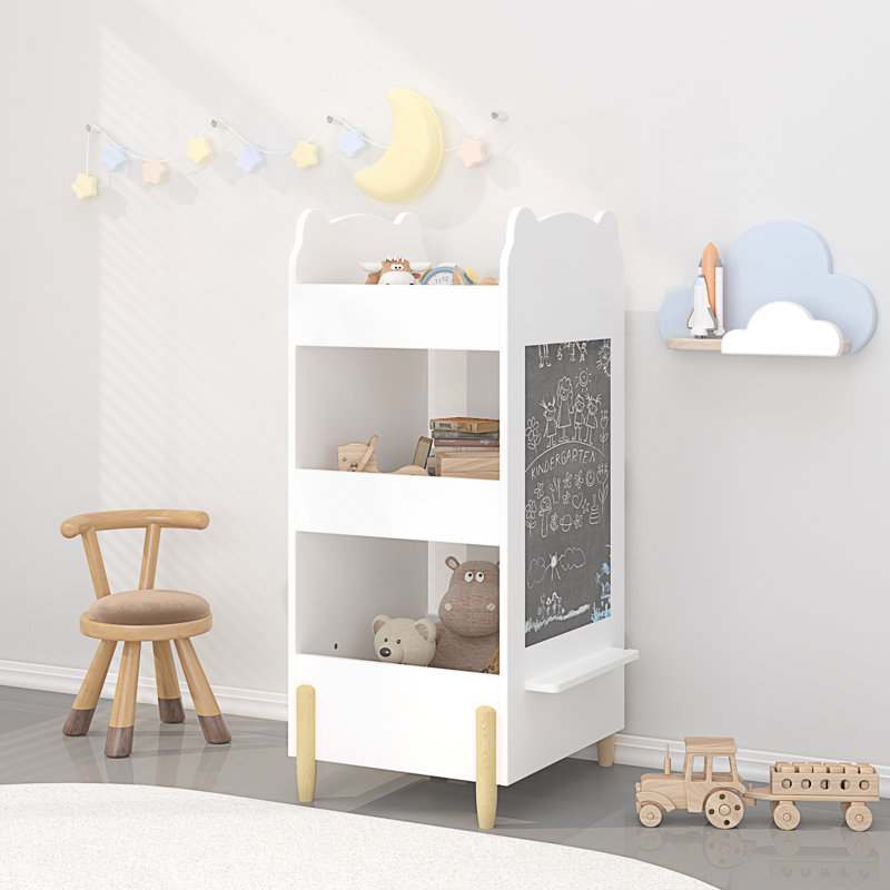 Bibliothèque avec côté tableau noir, bibliothèque en forme d'ours avec rangement à 3 niveaux
