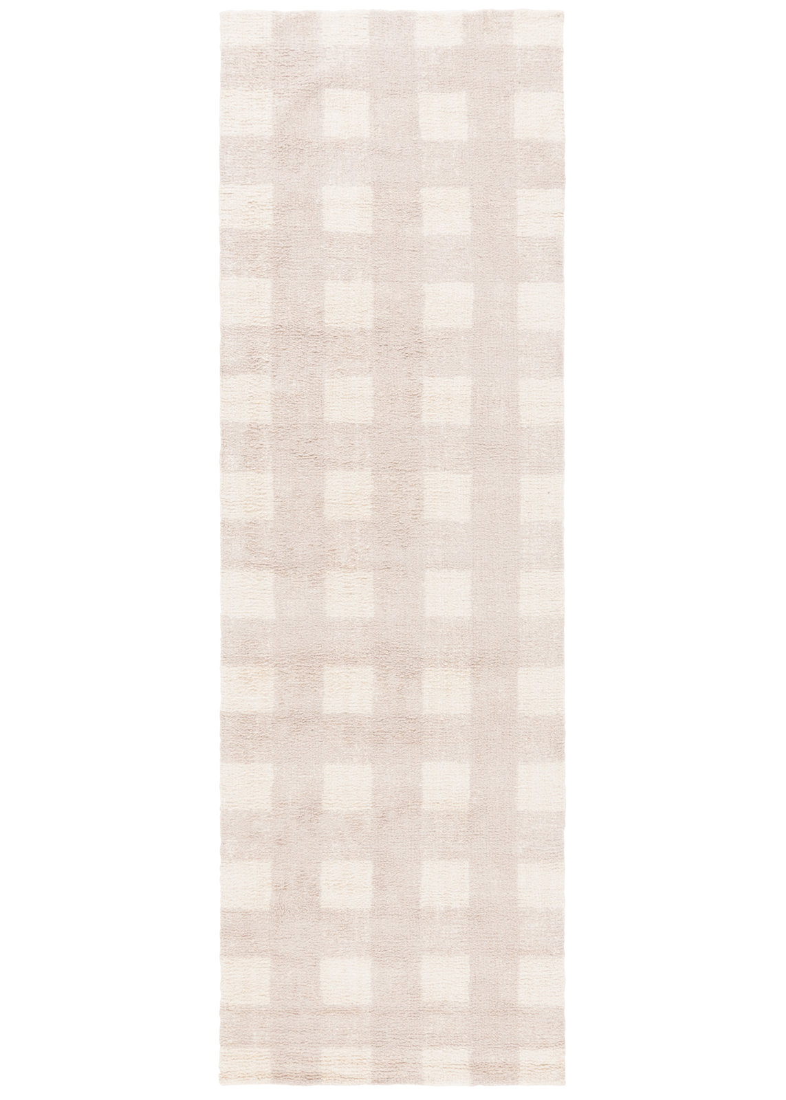 Barclay Beige Washable Hand-Woven Plaid Rug, Runner 2'3" x 8'