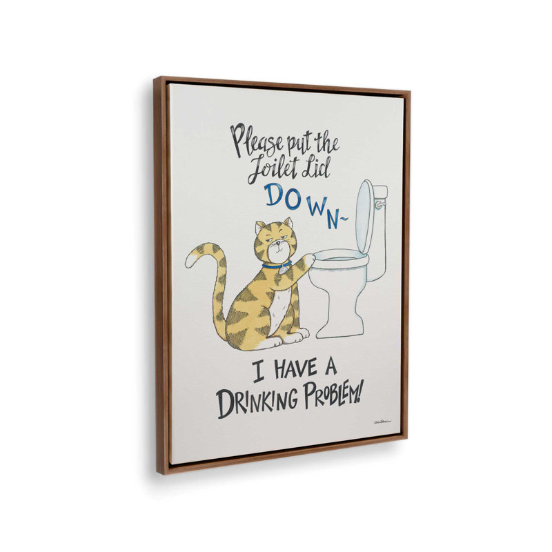 «I Have a Dr potable Problème» par Deb Strain, reproduction d'art, L 24 po x H 32 po, Toile avec cadre, Brun
