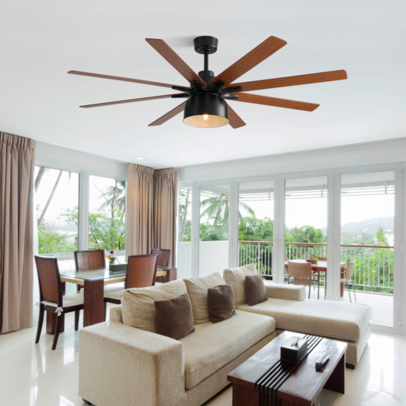 Ventilateur de plafond 52 pouces avec vent 6 vitesses et 2 pales à deux couleurs avec moteur à courant continu réversible et télécommande